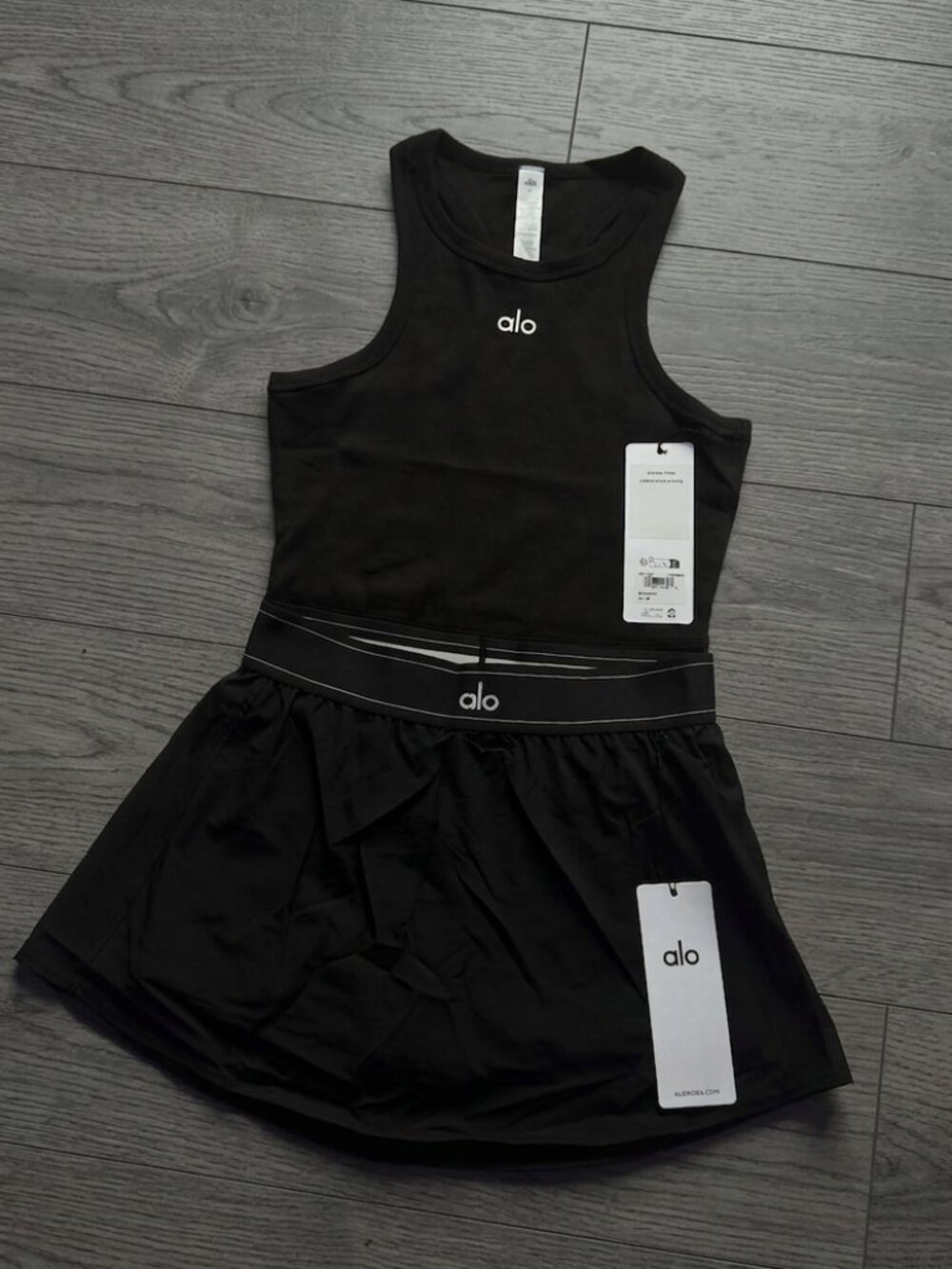 ALO Yoga Match Point Tennis Skirt & Aspire Tank Set Black | NWT | Multiple Sizes
